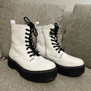 White Combat Boots